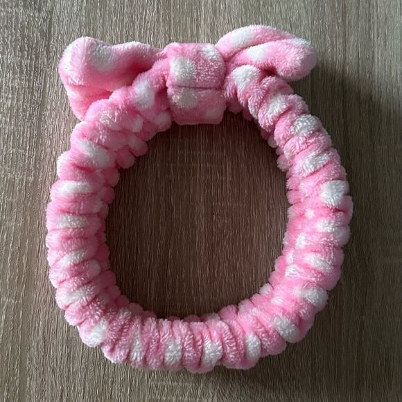 NWOT … Pink & White “Polka Dot” Spa Headband - Picture 2 of 2